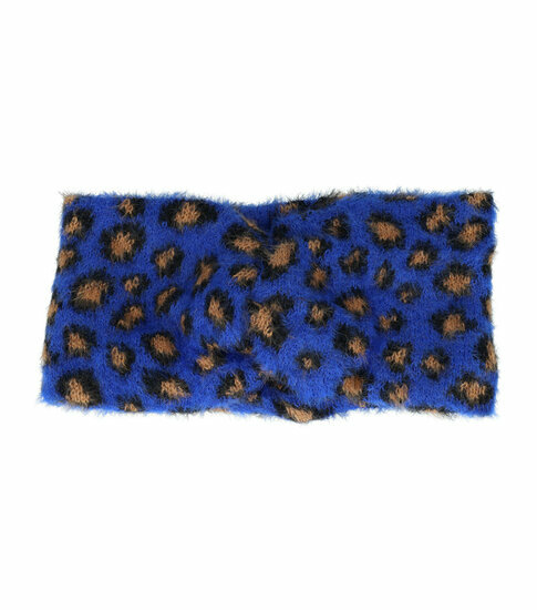 2110564143 Haarband Twist 10cm – Soft Panterprint – Gebreide Stof – Zwart Bruin Blauw