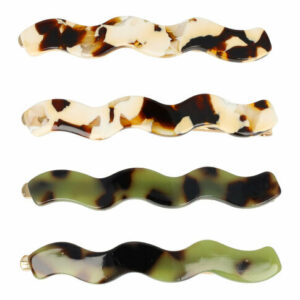 Haarspeld schuifspeldjes - Wave Marmer 6cm - Groen bruin crème  - Set van 4