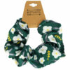 2110564200 Haarelastiek Scrunchie – Bloemenprint – Gladde Stof – Wit Groen