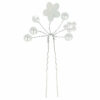 2110564203 Haarspeld Haarpin - Bloem parel kralen - Wit zilver