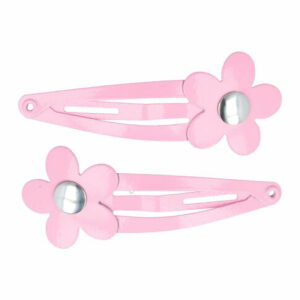 Haarspeld Klikklak 4 cm - Bloem Metaal - Roze - Set van 2