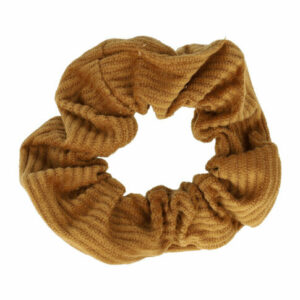 Haarelastiek Scrunchie –Velvet ribstof – Bruin