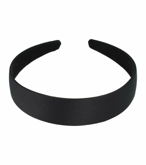 2110566444 Haarband Diadeem 3cm – Satijnen Stof – Zwart