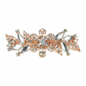 Haarspeld Patentspeld Bloemvorm 9cm – Facet en Strass Steentjes - Zilver