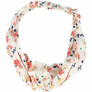 Haarband Twist 3cm – Bloemenprint – Gladde Stof – Wit
