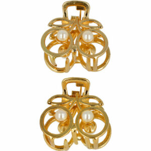 Haarspeld Haarklemmen 2,5cm – Kersen Vorm met Pareltjes – Metaal – Goud – Set van 2