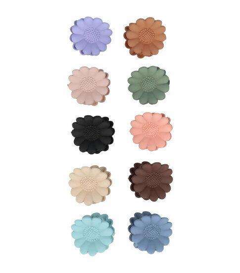 2110566771 Haarspeld Haarklemmen 2cm – Klein Margriet Bloem – Blauw Groen Bruin Roze Beige Paars Zwart – Set van 10