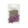 2110569423 Haarspeld Klikklak 5 cm - Ster Glitter Velvet - Roze - Set van 4
