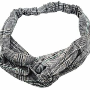 Haarband Twist 5cm – Retro Ruitprint – Gladde Stof – Zwart Wit Groen