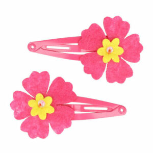 Haarspeld Klikklak 5 cm - Bloem Vilt - Fuchsia Roze - Set van 2