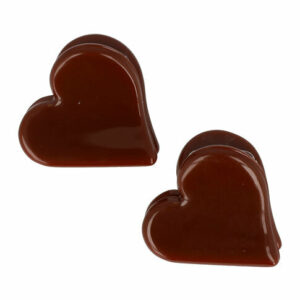 Haarspeld Haarklemmen 2,5cm – Hartje – Marmer Print – Bruin – Set van 2