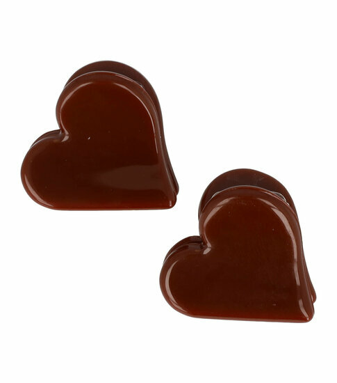 2110569564 Haarspeld Haarklemmen 2,5cm – Hartje – Marmer Print – Bruin – Set van 2