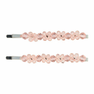 Haarspeld schuifspeldjes - Dubbel facet kralen 7cm - Roze - Set van 2