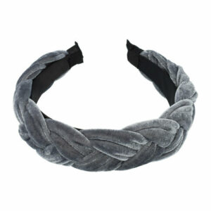 Haarband Diadeem 4cm – Gevlochten Velvet Stof – Grijs