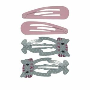 Haarspeld Klikklak 5 cm - Kat Stippen Print - Roze Grijs - Set van 4