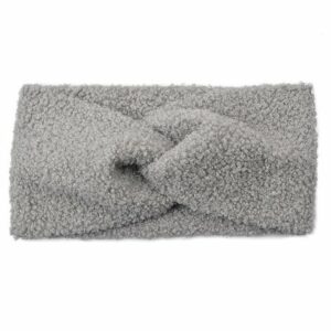 Haarband Twist 12cm – Effen Kleur – Teddy Stof – Grijs