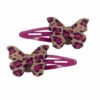 2110571622 Haarspeld Klikklak 4 cm - Vlinder Hout - Roze - Set van 2