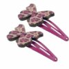 2110571625 Haarspeld Klikklak 4 cm - Vlinder Hout - Roze - Set van 2