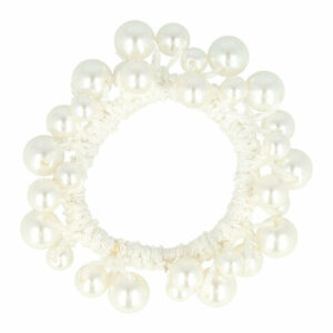 Haarelastiek – Bedekt met Grote Parelkralen – Wit