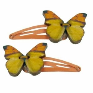 2110571736 Haarspeld Klikklak 4 cm - Vlinder Hout - Geel - Set van 2