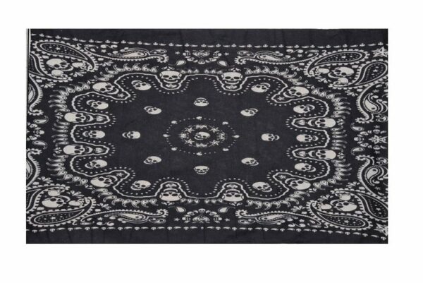 2110571814 Haarband multifunctioneel - Schedel patroon 45x25cm - Zwart