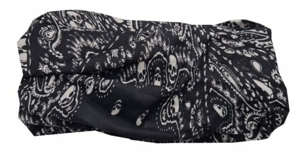 2110571820 Haarband multifunctioneel - Schedel patroon 45x25cm - Zwart
