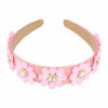 2110571841 Haarband Diadeem 4cm – Bloemvorm met Facetstenen – Gladde Stof – Roze