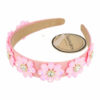 2110571847 Haarband Diadeem 4cm – Bloemvorm met Facetstenen – Gladde Stof – Roze