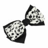 2110579710 Haarspeld Patentspeld Strik 18cm – Bloemenpatroon Stof – Wit/Zwart