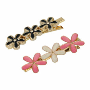 Haarspeld Duckklemmen 6cm – Bloemenvorm – Goud Zwart Roze Wit – Set van 2