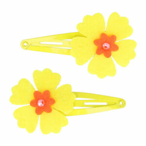 Haarspeld Klikklak 5 cm - Bloem Vilt - Geel - Set van 2