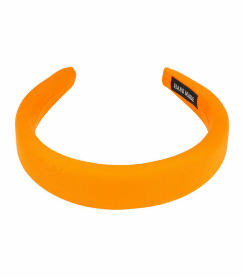 2110579902 Haarband Diadeem 3cm – Dik Gevuld – Effen Kleur Stof – Handmade – Oranje