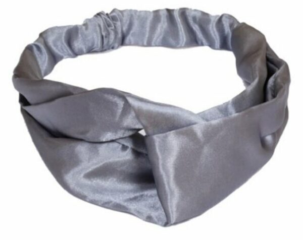 2110579992 Haarband Twist 5cm – Effen Kleur – Gladde Stof – Grijs