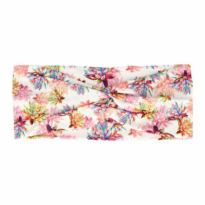 Haarband Twist 8cm – Bloemenprint – Jersey Stof – Roze Blauw Wit