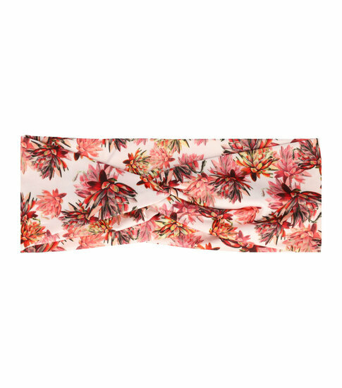 2110581813 Haarband Twist 8cm – Bloemenprint – Jersey Stof – Wit Geel Roze