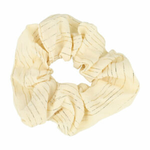 Haarelastiek Scrunchie – Streepprint – Gladde Stof – Goud Creme