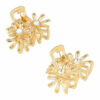 2110581927 Haarspeld Haarklemmen 2,5cm – Bloemenvorm met Steentjes – Metaal – Goud – Set van 2