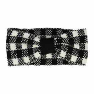 Haarband Knoop 11cm – Ruitprint – Gebreide Stof – Wit Zwart