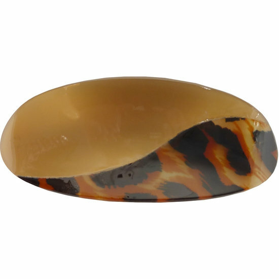2110581981 Haarspeld Patentspeld Ovaal 10cm – Panterprint en Effen – Bruin/Goud