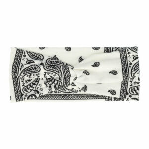 Haarband Twist 10cm – Paisleyprint – Jersey Stof – Wit