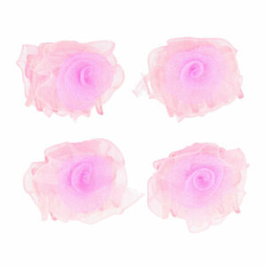 Haarspeld Haarklemmen 3cm – Roos Bloem – Chiffon Stof – Roze – Set van 4