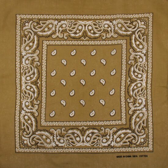 2110583607 Haarband bandana zakdoek – Paisley print katoen 55cm – Licht bruin