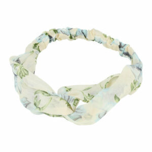Haarband Twist 5cm – Bloemenprint – Dunne Stof – Wit