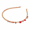 2110583670 Haarband Diadeem 0,5cm – Facetkralen & Gouddraad – Rood