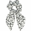 2110583751 Haarelastiek Scrunchie – Grafische Print – 14cm Linten – Gladde Stof – Zwart Wit