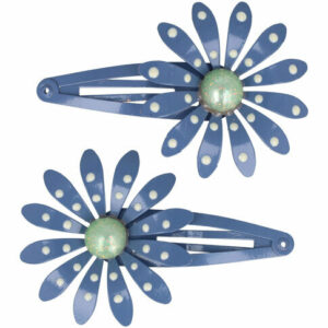 Haarspeld Klikklak 7 cm - Bloem Metaal - Donkerblauw - Set van 2