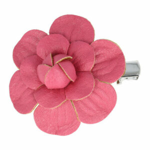 Haarspeld Duckklem 5cm – Lederlook Bloemvorm – Roze – Set van 2