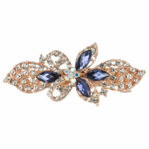 Haarspeld Patentspeld Bloemvorm 8,5cm – Facet en Strass Steentjes - Zilver/Grijs