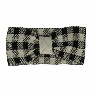 Haarband Knoop 11cm – Ruitprint – Gebreide Stof – Grijs Zwart