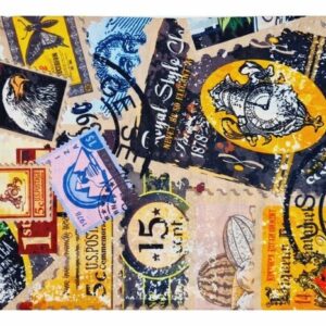 Haarband multifunctioneel - Vintage patroon 45x25cm - Geel bruin